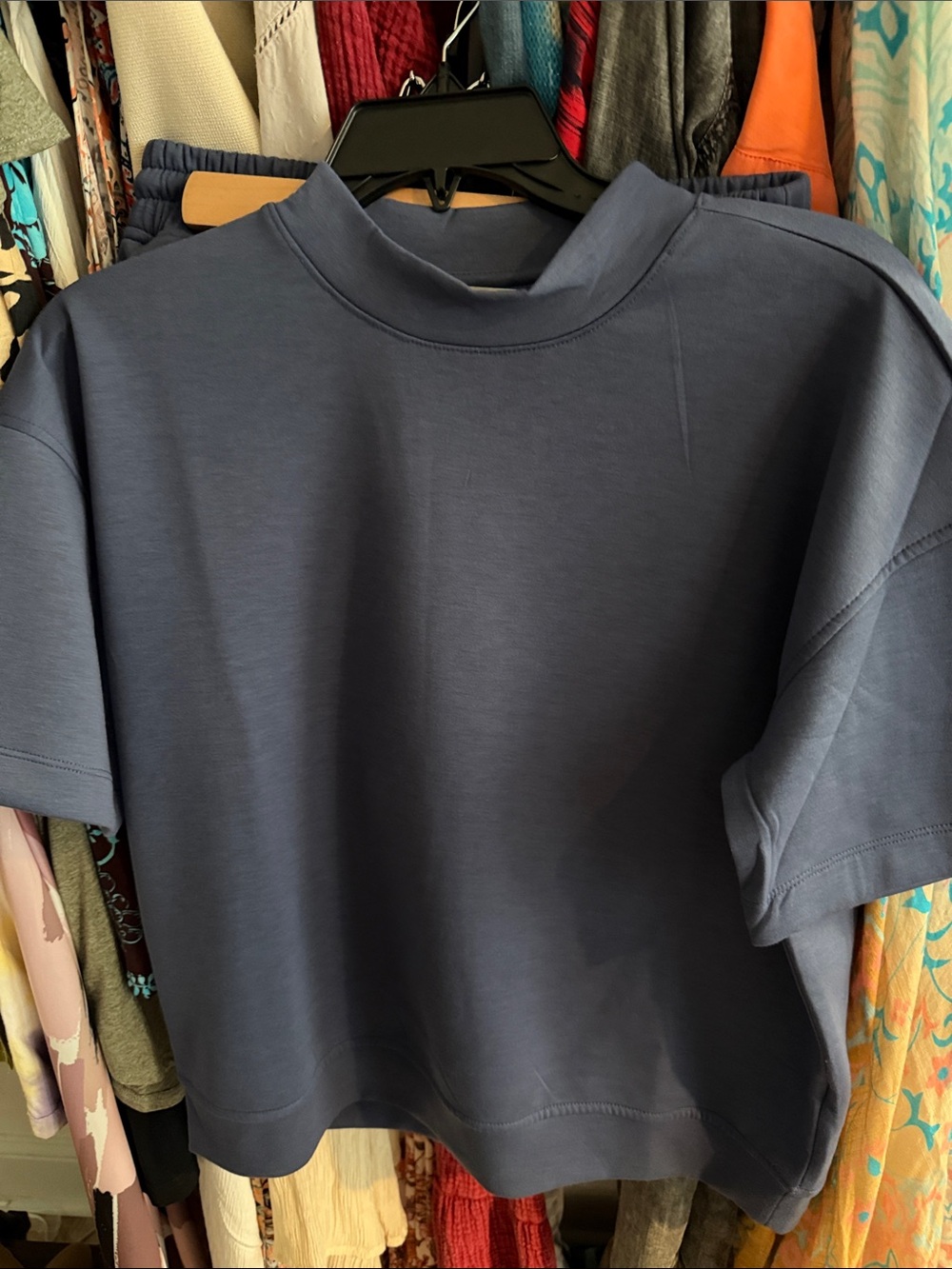 Zenana Outfitters Short Sleeve Crewneck Top in Slate Blue